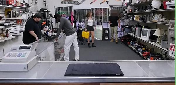  Hot French babe gets fucked fucked in the pawnshop for a plane ticket
